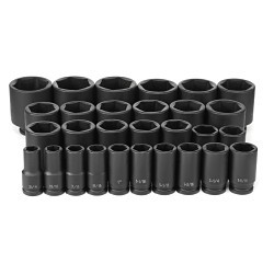 GP® 8029D Impact Socket Set, Yes Impact Rated, Measurement System: SAE, 6 Points, 3/4 in Drive, 29 Piece